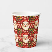 ヴィンテージレトロクリスマスサンタクロースアンドボウズ 紙コップ (裏面)
