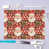 ヴィンテージレトロクリスマスサンタクロースアンドボウズ 薄葉紙 (クラフト)