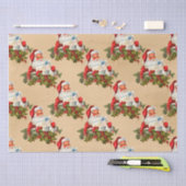 ヴィンテージレトロクリスマスサンタクロースパターン 薄葉紙 (クラフト)