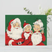ヴィンテージレトロクリスマスサンタクロース&ファミリー シーズンカード (スタンド正面)