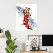 ヴィンテージレトロクリスマスサンタストッキングポスター ポスター (ホームオフィス)