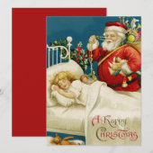 ヴィンテージレトロクリスマスサンタデリバリ シーズンカード (正面/裏面)