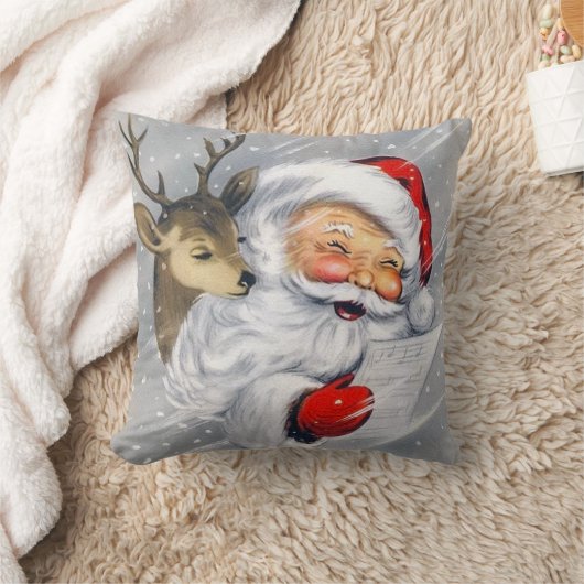 ヴィンテージレトロクリスマスサンタトインデアの装飾 クッション (ブランケット)