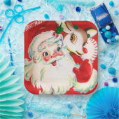 ヴィンテージレトロクリスマスサンタトインデアパーティープレート ペーパープレート (パーティー)