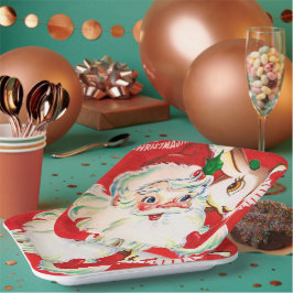 ヴィンテージレトロクリスマスサンタトインデアパーティープレート ペーパープレート