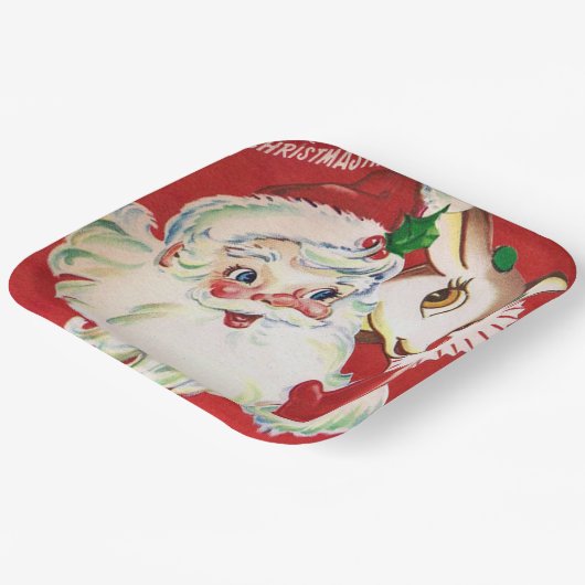 ヴィンテージレトロクリスマスサンタトインデアパーティープレート ペーパープレート (傾斜あり)