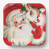 ヴィンテージレトロクリスマスサンタトインデアパーティープレート ペーパープレート (正面)