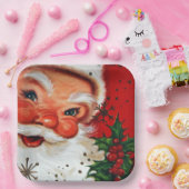 ヴィンテージレトロクリスマスサンタトインデアパーティープレート ペーパープレート (パーティー)