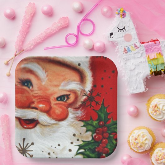 ヴィンテージレトロクリスマスサンタトインデアパーティープレート ペーパープレート (パーティー)