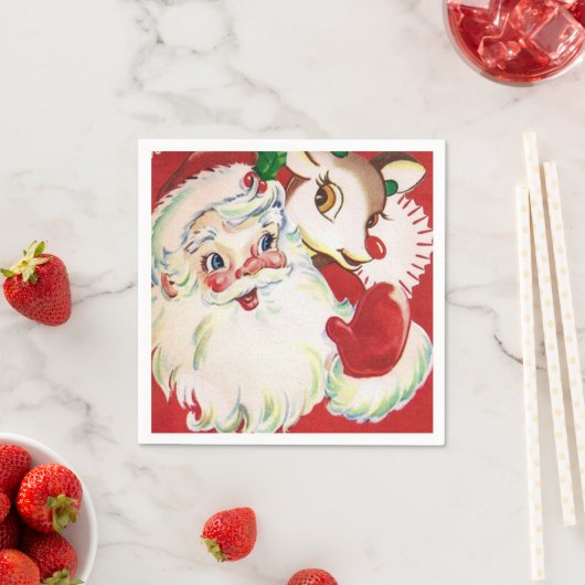 ヴィンテージレトロクリスマスサンタトナプキン スタンダードカクテルナプキン (インサイチュ)