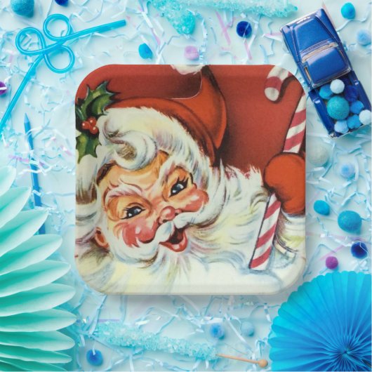 ヴィンテージレトロクリスマスサンタパーティープレート ペーパープレート (パーティー)