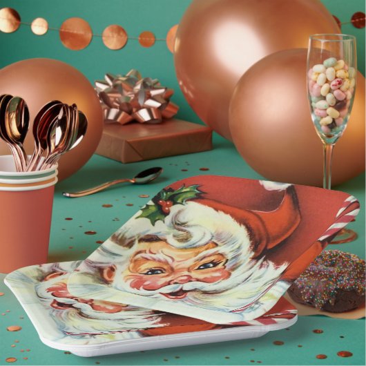 ヴィンテージレトロクリスマスサンタパーティープレート ペーパープレート (複数)