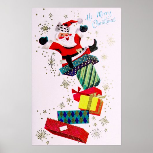 ヴィンテージレトロクリスマスサンタプレゼントポスター ポスター (正面)