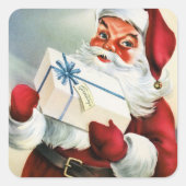 ヴィンテージレトロクリスマスサンタホリデーステッカー スクエアシール (正面)
