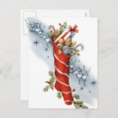 ヴィンテージレトロクリスマスサンタホリデー葉書 シーズンポストカード (正面/裏面)