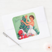 ヴィンテージレトロクリスマスサンタレディーシール スクエアシール (封筒)