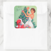 ヴィンテージレトロクリスマスサンタレディーシール スクエアシール (バッグ)