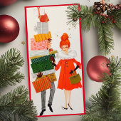 ヴィンテージレトロクリスマスショッピングカップルカスタム シーズンカード