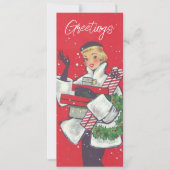 ヴィンテージレトロクリスマスショッピングレディカスタムー シーズンカード (正面)