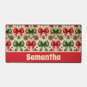 ヴィンテージレトロクリスマススターと弓パターン デスクマット (正面)