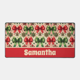 ヴィンテージレトロクリスマススターと弓パターン デスクマット