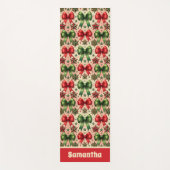 ヴィンテージレトロクリスマススターと弓パターン ヨガマット (正面)