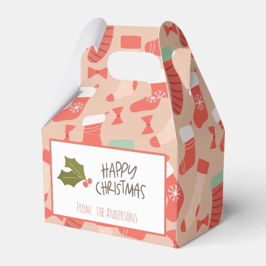 ヴィンテージレトロクリスマスストッキング フェイバーボックス (正面サイド)