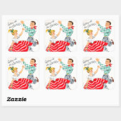 ヴィンテージレトロクリスマスダンスパーティーシール スクエアシール (シート)