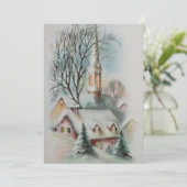 ヴィンテージレトロクリスマスチャーチ冬 シーズンカード (スタンド正面)