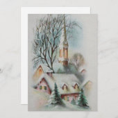 ヴィンテージレトロクリスマスチャーチ冬 シーズンカード (正面/裏面)