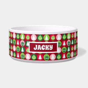 ヴィンテージレトロクリスマスツリーとオーナメントドッグ ボウル