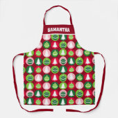 ヴィンテージレトロクリスマスツリーとオーナメント エプロン (正面)