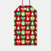 ヴィンテージレトロクリスマスツリーと弓パターン ギフトタグ (裏面)