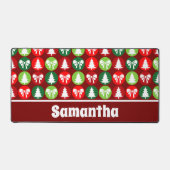 ヴィンテージレトロクリスマスツリーと弓パターン デスクマット (正面)