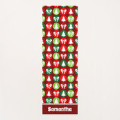 ヴィンテージレトロクリスマスツリーと弓パターン ヨガマット (正面)