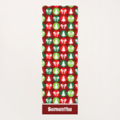 ヴィンテージレトロクリスマスツリーと弓パターン ヨガマット (裏面)