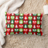 ヴィンテージレトロクリスマスツリーと弓パターン ランバークッション (ブランケット)