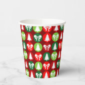 ヴィンテージレトロクリスマスツリーと弓パターン 紙コップ (左)