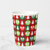 ヴィンテージレトロクリスマスツリーと弓パターン 紙コップ (右)