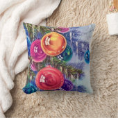 ヴィンテージレトロクリスマスツリーオーナメント クッション (ブランケット)