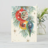 ヴィンテージレトロクリスマスツリーオーナメント シーズンカード (スタンド正面)