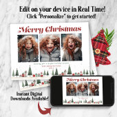 ヴィンテージレトロクリスマスツリーギフトホリデーフォト シーズンカード