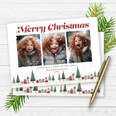 ヴィンテージレトロクリスマスツリーギフトホリデーフォト シーズンカード