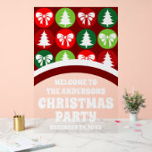 ヴィンテージレトロクリスマスツリーズ&ボウズへようこそ アクリルサイン (ウェディング)