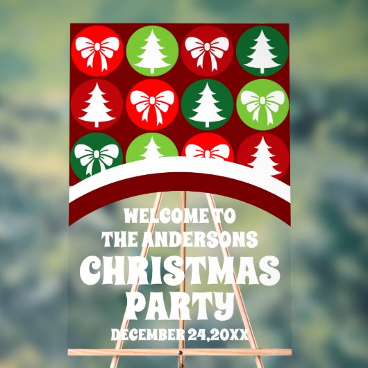 ヴィンテージレトロクリスマスツリーズ&ボウズへようこそ アクリルサイン (ニュートラル)