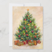 ヴィンテージレトロクリスマスツリーホリデーカード シーズンカード (正面)