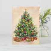 ヴィンテージレトロクリスマスツリーホリデーカード シーズンカード (スタンド正面)
