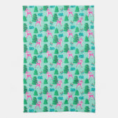 ヴィンテージレトロクリスマストインデアオンアクア キッチンタオル (縦)