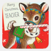 ヴィンテージレトロクリスマストインデア先生シール スクエアシール (正面)