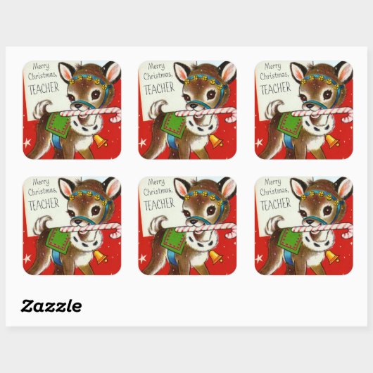 ヴィンテージレトロクリスマストインデア先生シール スクエアシール (シート)